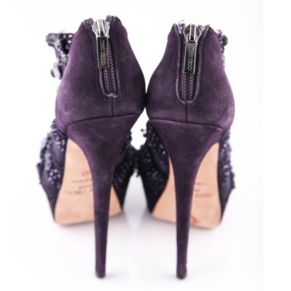 Jimmy Choo Crystal Purple Suede mesh heels - Picture 5 of 16